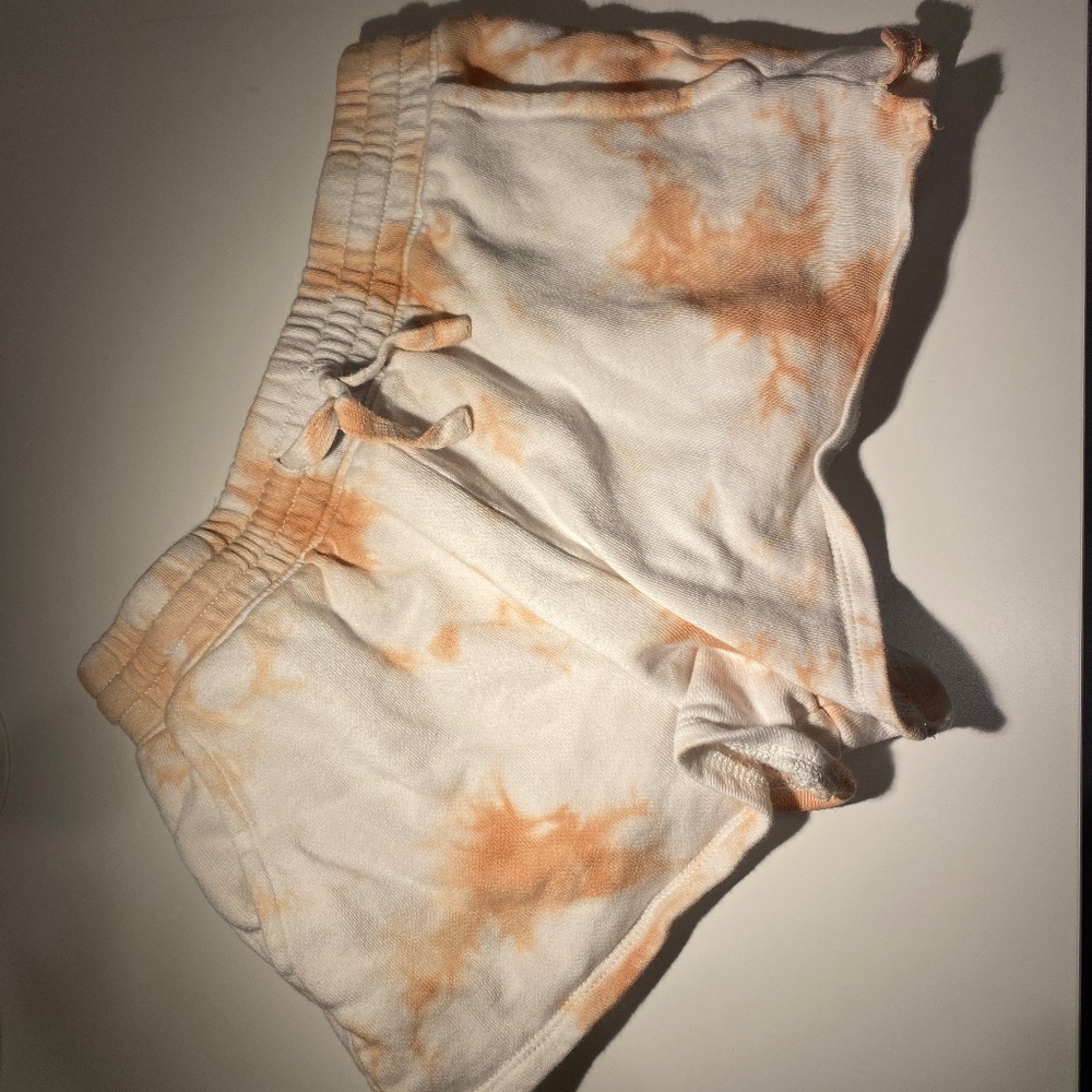 Coral and White Tie Dye Shorts